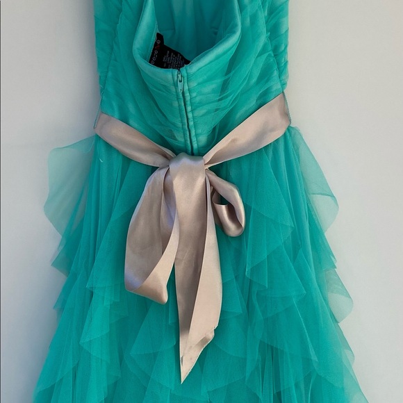 Turquoise Strapless tulle Teen Dress - Picture 2 of 3